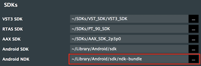 Android NDKへのパスを入力(Mac OS Xで表示)