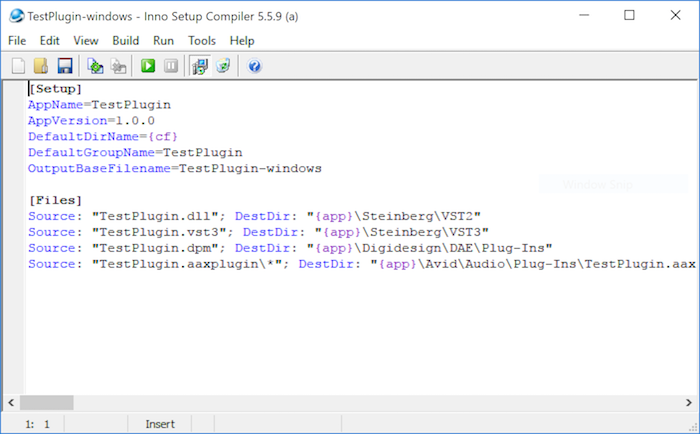 Inno Setup メインウィンドウ
