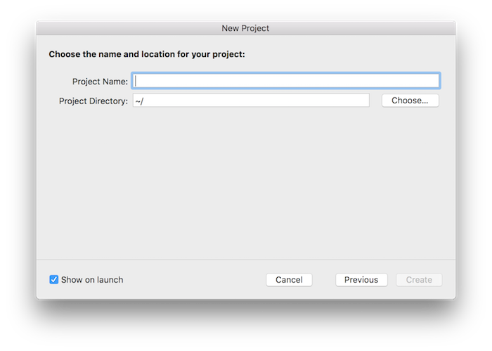 プロジェクトの名前と場所を決める