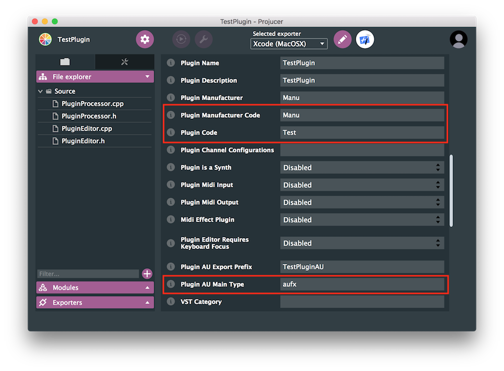 The Projucer plugin settings