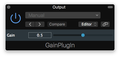 The gain plug-in UI in Logic Pro X