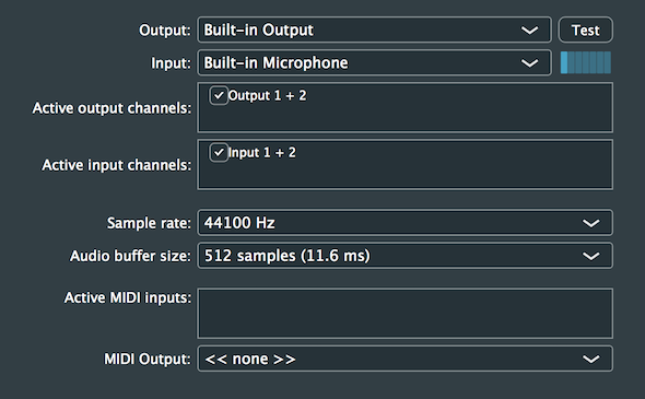 オーディオハードウェア設定を制御するためのユーザーインターフェース
