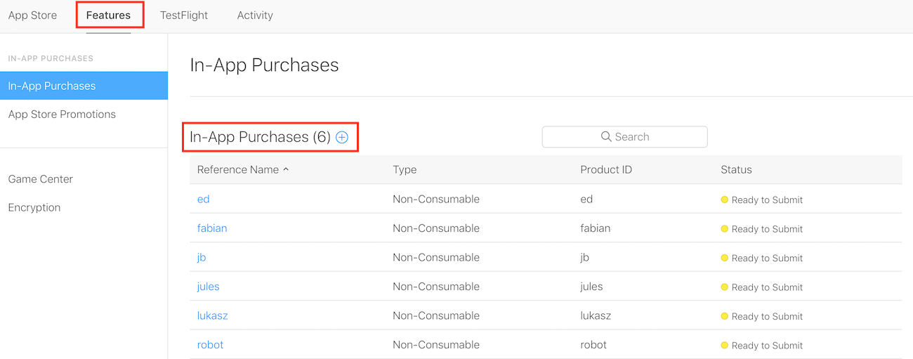 iTunes ConnectでIAP製品を作成
