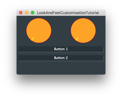 シャドウ付きボタン(Button 1がクリックされた状態で表示)