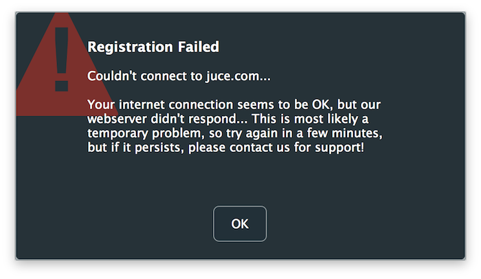 接続問題ダイアログ