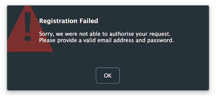 エラーメッセージダイアログ
