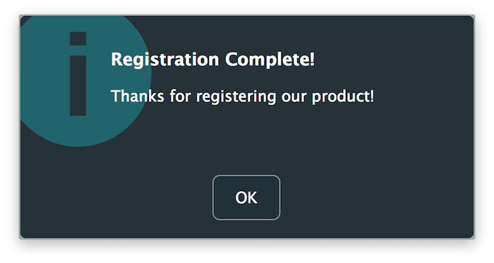 登録成功ダイアログ