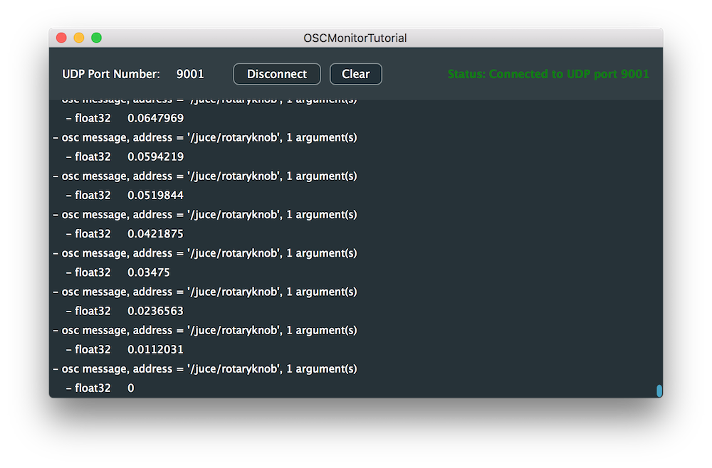 OSCモニターアプリのウィンドウ