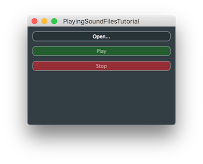 サウンドファイルの再生を制御する3つのボタンのインターフェース。