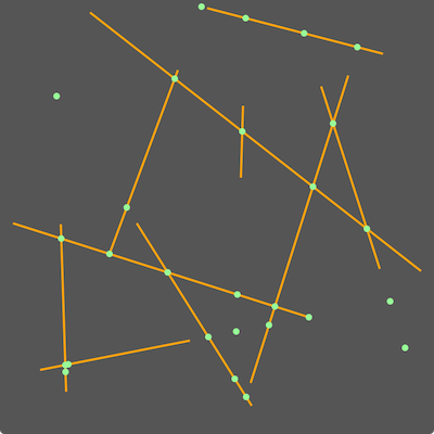 端点を超えた線の交差