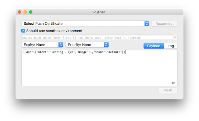 リモート通知をテストするためのPusherアプリ