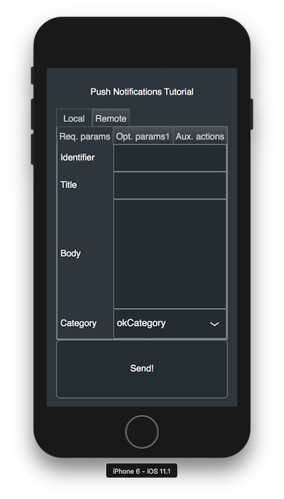 iOSでのデモプロジェクトアプリウィンドウ