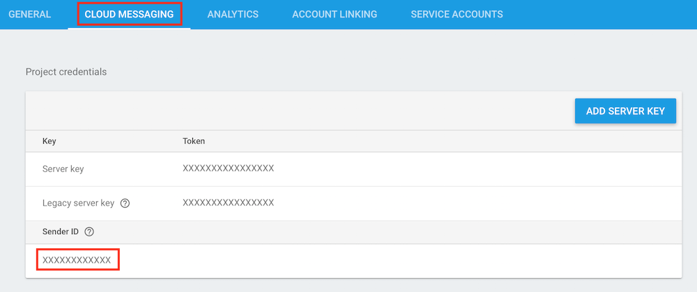 Google Firebaseのサーバー送信者ID