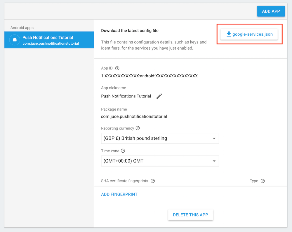 Google Firebaseからjsonファイルをダウンロード