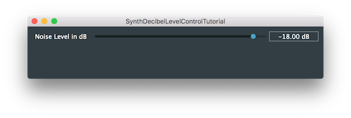 The demo project main window showing the control slider in decibels.