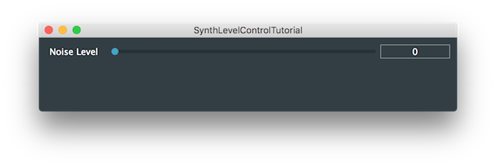 The demo project main window showing the level control slider.