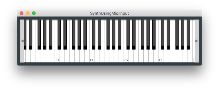 The application window containing a MidiKeyboardComponent